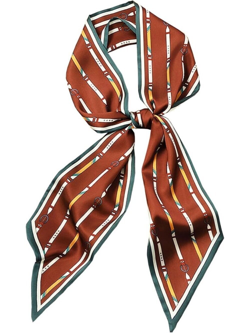 Women's Color of Jujube Head Scarves Long Skinny Silky Hair Bags Scarf